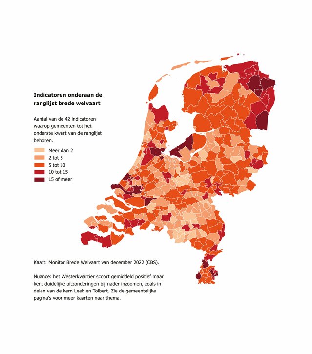 Kaart brede welvaart van Nederland door CBS (bron: KAW)