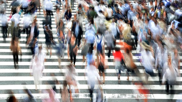 pedestrians busy