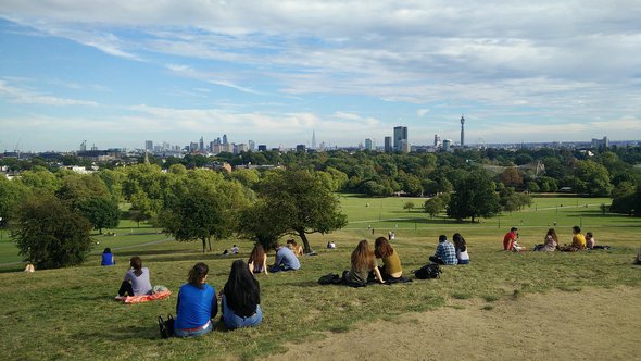 groen stad mensen park Primrose Hill - Pixabay, 2020 door maovice123 (bron: gente sentada)