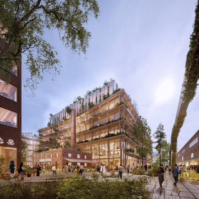 Straat in Sickla Stockholm door Atrium Ljungberg (bron: Atrium Ljungberg)