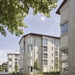 De nieuwe wooncomplexen in het centrum van Schwamendingen hebben twee verdiepingen meer dan de oorspronkelijke portieketageflats door BGZ (bron: BGZ)