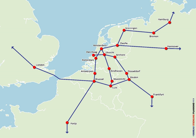 Toekomstige HSL-verbindingen en -stations Nederland