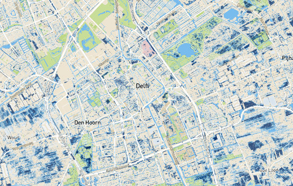 Wateroverlast in Zuid-Holland door Klimaatatlas Provincie Zuid-Holland (bron: zuid-holland.klimaatatlas.net)