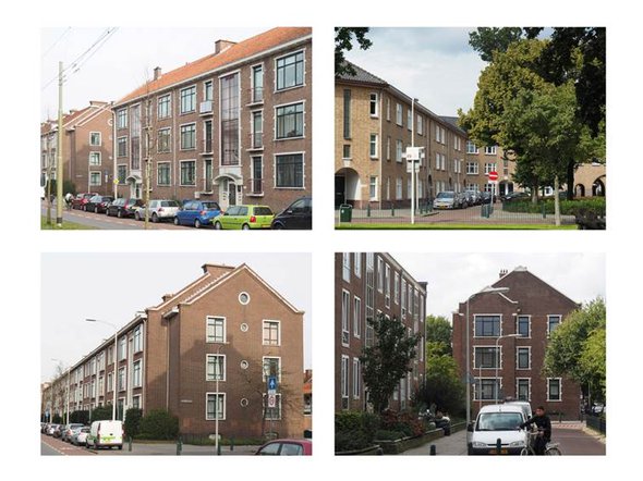 Figuur 4 	Portiekwoongebouwen van Moerwijk. Foto's auteur