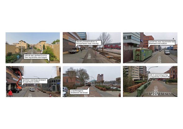Voorbeelden van de impact van logistieke diensten en bewegingen op de bestaande spoorzone door FABRICations (bron: Google maps)