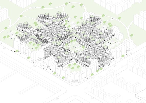 WeGrowCo; prijswinnend afstudeerplan van Job van den Heuvel - herintroduceert de Open Bouwen ideologie van John Habraken en Frans van der Werf binnen het organische ontwerpproces door Job van den Heuvel (bron: TU Delft)