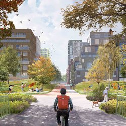 Impressie van de fietser ervaring in Merwede door LOLA landscape architects (bron: LOLA landscape architects)