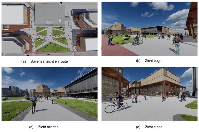 Figuur 1. Wandelroute en zichten van een scenario door Pauline van den Berg et. al. (bron: Pauline van den Berg et. al.)
