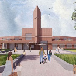 Impressie van het ontwerp van IKC Meeroevers door ZOETMULDER (zoetmulder.eu) in opdracht van gemeente Groningen, VCOG en Bureau Meerstad. door ZOETMULDER (bron: ZOETMULDER)
