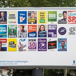 Billboard Vertoning van Politieke Partij Posters 2025 door Milos Ruzicka (bron: Shutterstock)