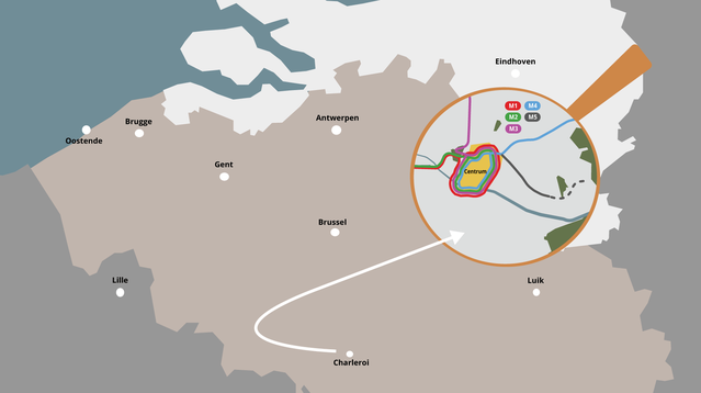 Kaart Charleroi door Ineke Lammers (bron: gebiedsontwikkeling.nu)