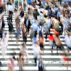 pedestrians busy