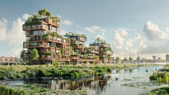 Voor de lage komgronden langs de rivieren stelt IMOSS voor om verouderd vastgoed te vervangen door toekomstbestendige nieuwbouw, die de symbiose met het water aan kan. door IMOSS (bron: IMOSS)