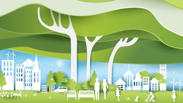 Illustratie groen in de stad door artdee2554 (bron: Shutterstock)