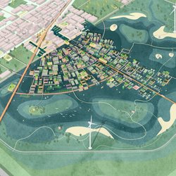 Fictieve drijvende stad casus Rijnenburg door PosadMaxwan (bron: PosadMaxwan)
