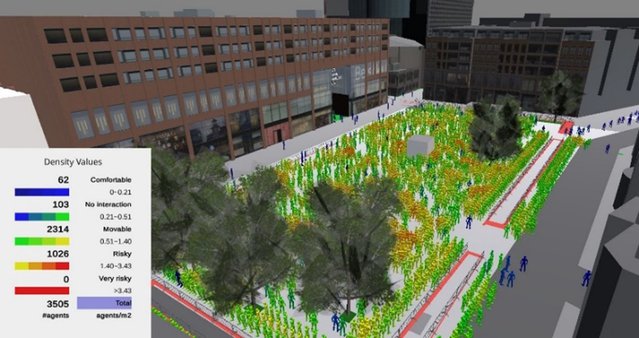 La Vuelta Holanda, crowd-simulatie in april 2020’ door Marco Duijnisveld en Tess Winkelhorst (bron: Movares)