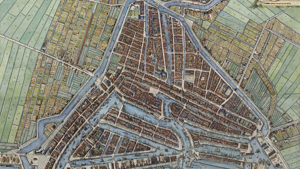 ROTTERDAM MET AL SYN GEBOUWEN (1694) door Johannes de Vou en Romein de Hooghe (bron: Stadsarchief Rotterdam)