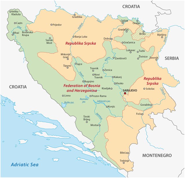 Kaart Bosnië en Herzegovina door Rainer Lesniewski (bron: shutterstock)