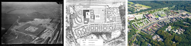 Figuur 3: Fabriekslocatie ENKA, 4: Stedenbouwkundige plan ENKA en 5: Huidige wijk ENKA door AM (bron: Op ENKA, Ede. “Een gebiedsontwikkeling met een link naar het verleden”)