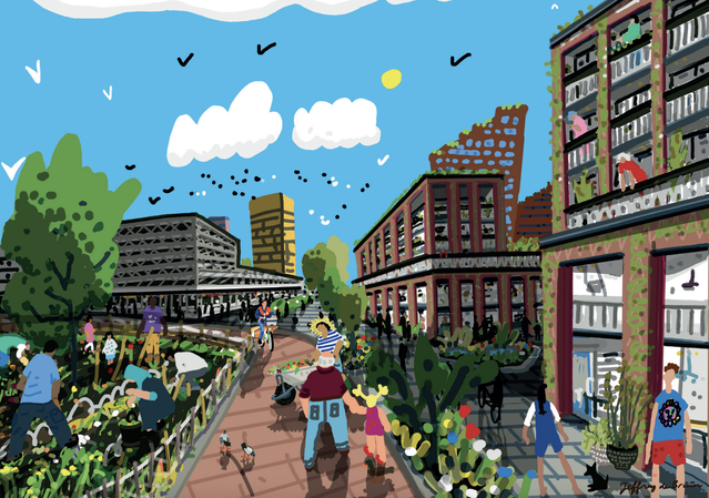 Toekomstbeeld Lombardijen II door Gemeente Rotterdam (bron: Toekomstvisie Lombardijen 2040)