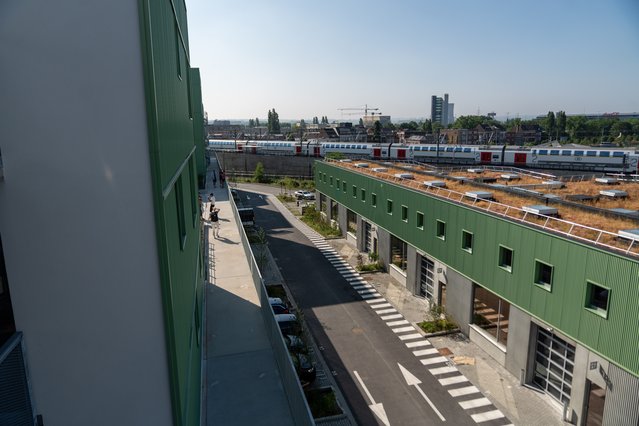 Novacity is een vooruitstrevend project van ontwikkelaar Citydev in Brussel waar verticaal functies worden gemixt door SITE UD (bron: SITE UD)