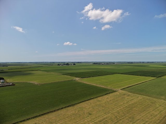 Drone-luchtfoto van landbouwvelden bij Zwolle, Overijssel door jordiko6 (bron: Shutterstock)