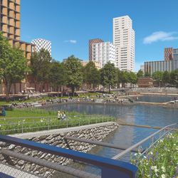 Impressie Waterplein Sluisbuurt door gemeente Amsterdam (bron: Uitgeverij Thoth)