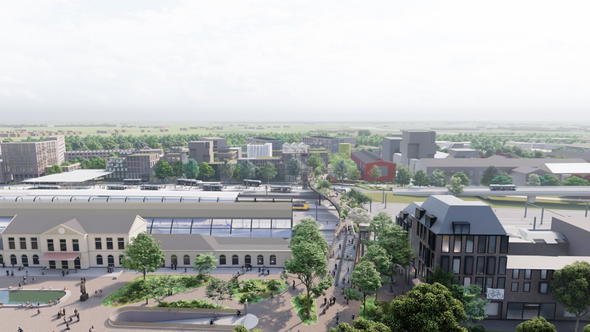 Ontwerp van de passerelle over het spoor in Zwolle. door Gemeente Zwolle (bron: Stedenbouw & Architectuur)