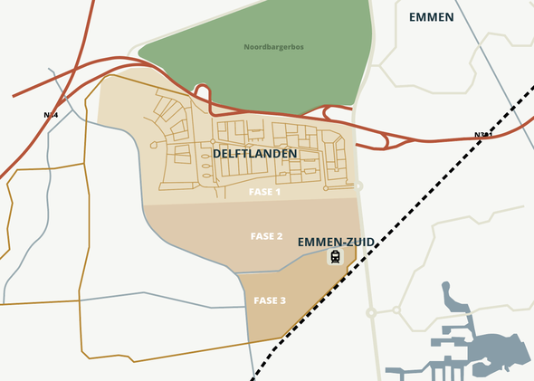 Kaartje Delftlanden Emmen door Ineke Lammers (bron: gebiedsontwikkeling.nu)