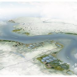 Dubbele dijken in Zeeland door concept WWF Nederland – rendering Defacto (bron: Flows Productions)