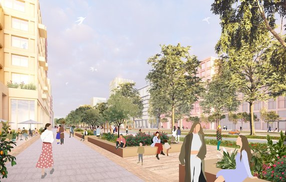 De levendige stadsstraat Afrikaweg door BURA (bron: BURA)