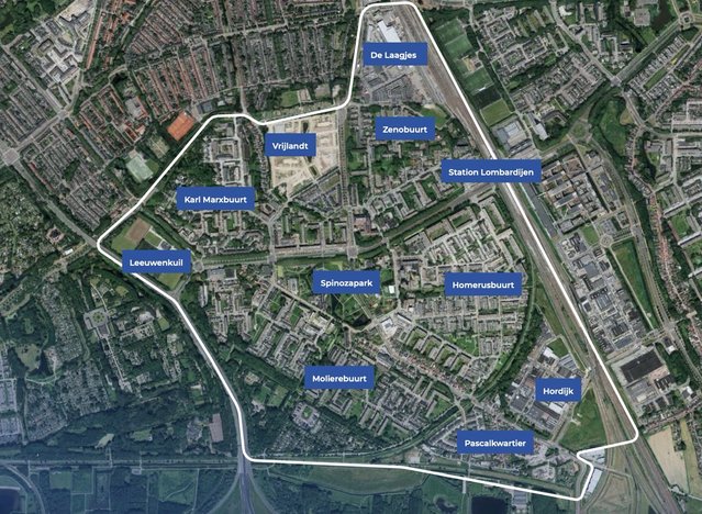 Overzicht Lombardijen door Gemeente Rotterdam (bron: Toekomstvisie Lombardijen 2040)