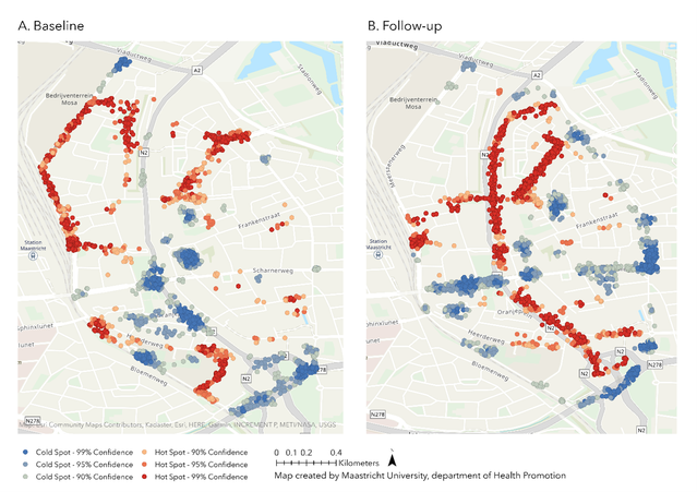 Afbeelding 6. Resultaten hotspotanalyse actief transport [4]. door Nicole Stappers (bron: Nicole Stappers)