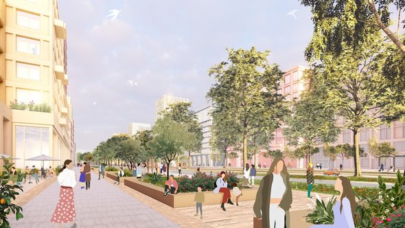 De levendige stadsstraat Afrikaweg door BURA (bron: BURA)