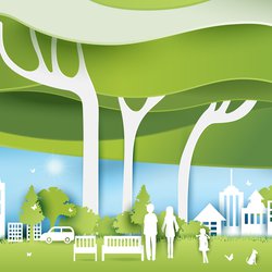 Illustratie groen in de stad door artdee2554 (bron: Shutterstock)
