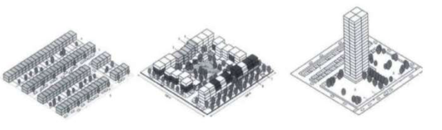 drie verschillende stedenbouwkundige ontwerpen