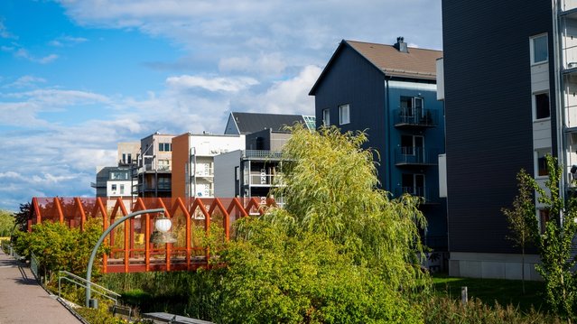 Vallastaden Linköping Zweedse Architectuur door Joakim Ax (bron: Shutterstock)