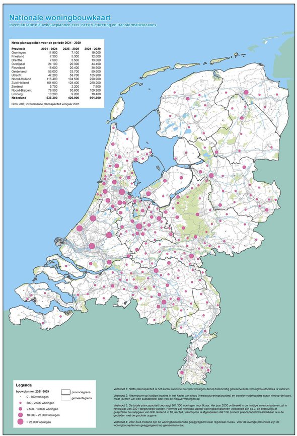 Nationale woningbouwkaart door Ministerie van Binnenlandse Zaken en Koninkrijksrelaties (bron: woningmarktbeleid.nl)