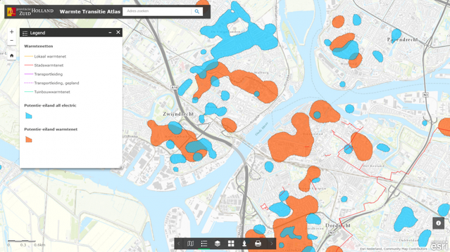 Screenshot Warmte Transitie Atlas door Provincie Zuid-Holland (bron: Warmte Transitie Atlas)