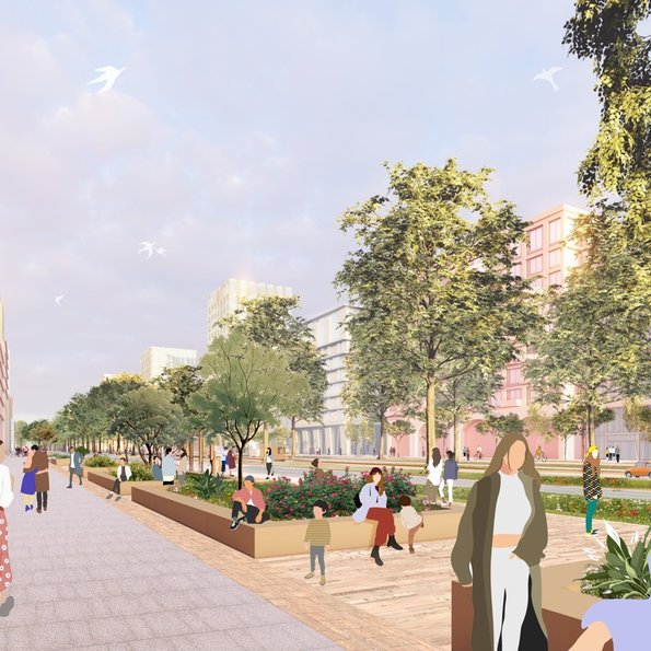 De levendige stadsstraat Afrikaweg door BURA (bron: BURA)