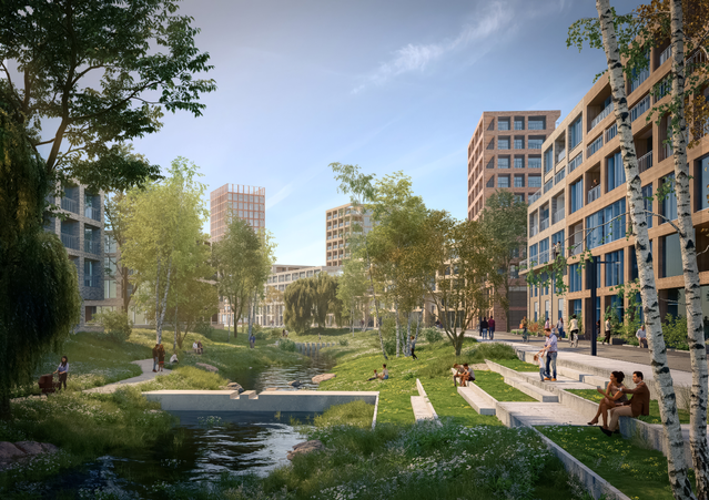 Groene openbare ruimte langs het water in ’t Zoet. door gemeente Breda (bron: gemeente Breda)