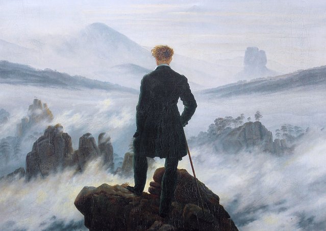 Caspar David Friedrich, Wanderer above the sea of fog door Cybershot800i (bron: Wikimedia Commons)