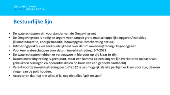 Bestuurlijke lijn UvW Omgevingswet door UvW (bron: UvW)