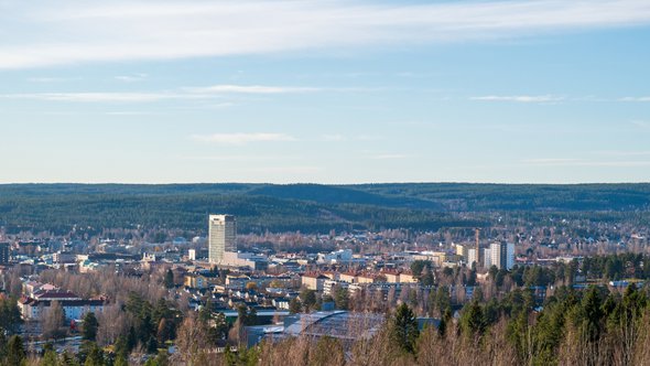 View from vitberget over skellefteå city with the famous culture house built entirely in wood to the left in the picture door Lars Ove Jonsson (bron: Shutterstock)