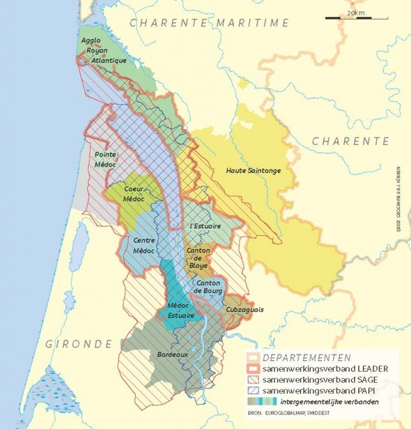 Intergemeentelijke verbanden rond Bordeaux door Geografie.nl (bron: geografie.nl)