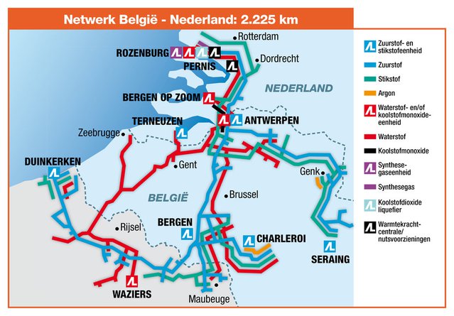 Kaart Air Liquide Benelux
