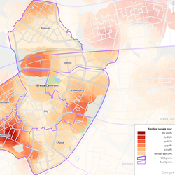 Brede centrum, aandeel sociale huur